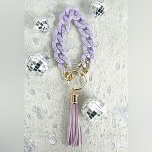Lavender Sparkle Chain Link Bracelet Keychain